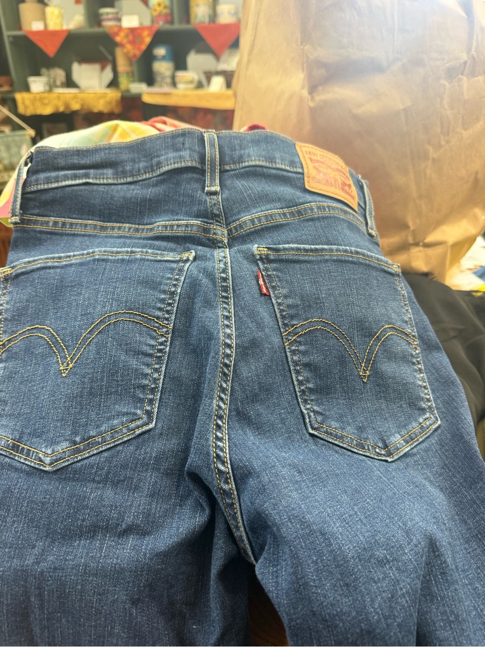 Levi's Women's Blue Straight Leg Jeans with Signature Back Pockets